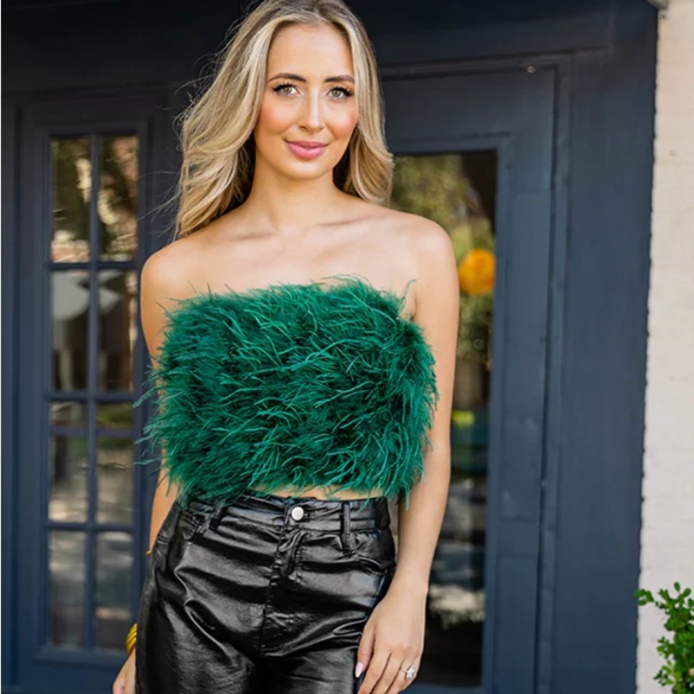 Buddy Love Green Feather Tube Top